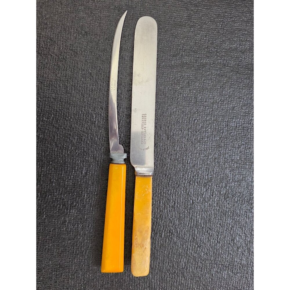Vintage George Butler & Co Sheffield England Knife Set With Bakelite Handles